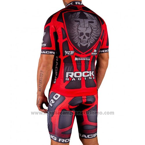 2016 Abbigliamento Ciclismo Rock Racing Rosso e Marrone Manica Corta e Salopette